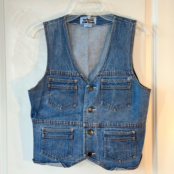 Vintage Jean Time Denim Jean Button Up Y2K Vest, size Medium - Picture 5 of 7